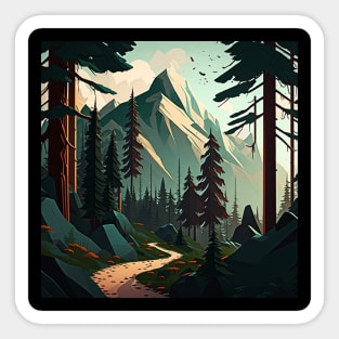 Forest Minimal Design, Adventure and Hiking Sticker